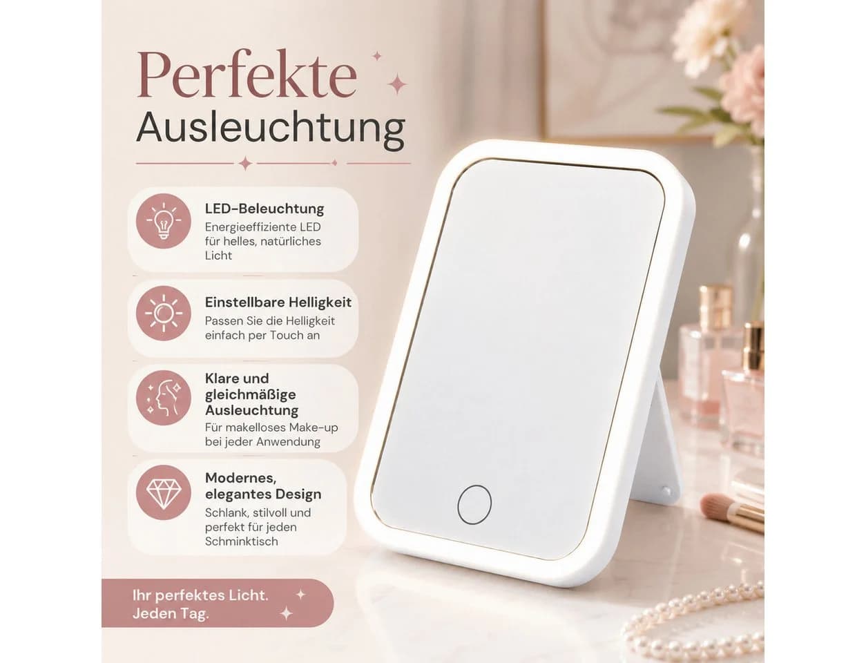 ibettertec LED-Schminkspiegel Weiß mit einstellbarer Helligkeit - Bild 3