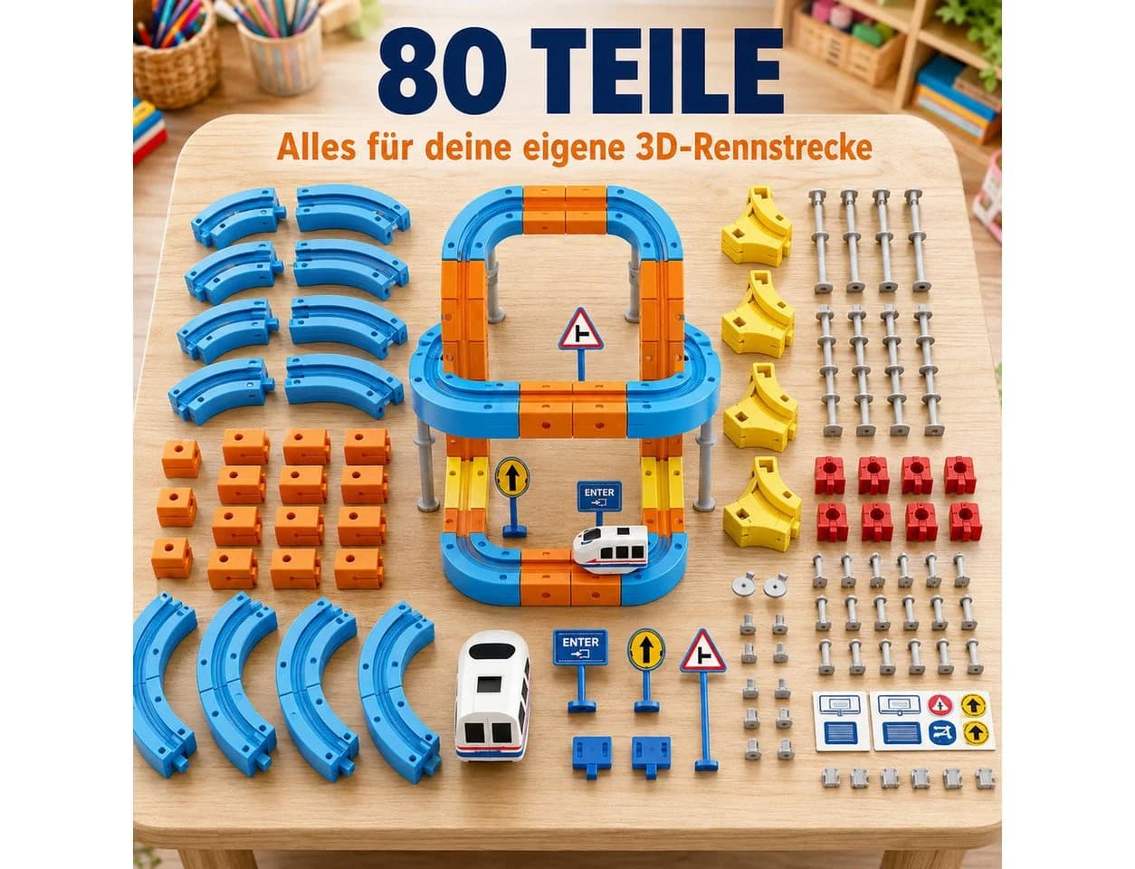 ibettertec Magnetspielbausteine Set 80-tlg. mit motorisiertem Auto - Bild 3