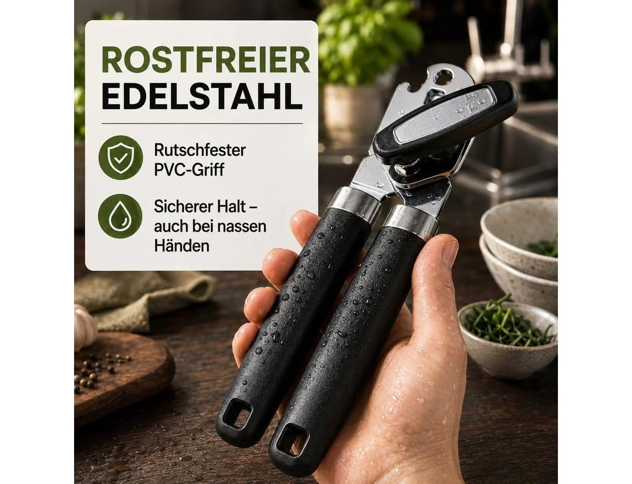 ibettertec Dosenöffner Edelstahl Schwarz 3-in-1 Spülmaschinenfest - Bild 5