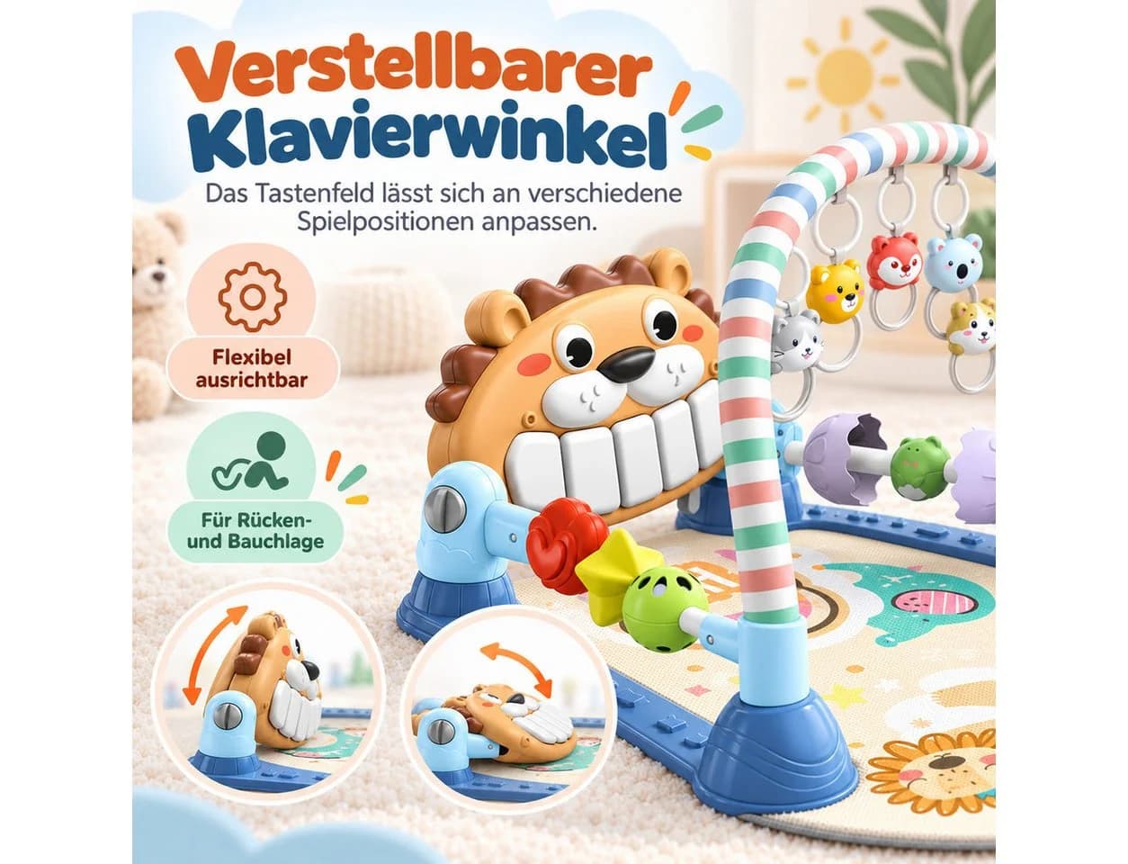 Luckice Spielbogen mit Tretklavier, Greifringen und Lichteffekten - Bild 4