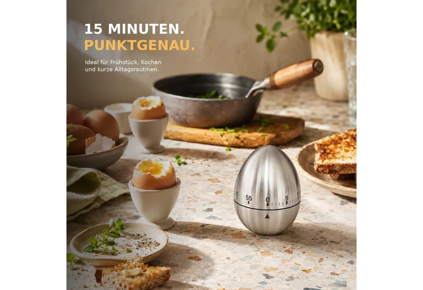 Luckice Mechanischer Küchentimer Edelstahl batterielos 60 Min - Bild 5