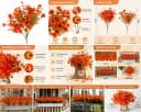 Luckice Kunstblumenstrauß 5er Set Orange Eukalyptus Bild 4