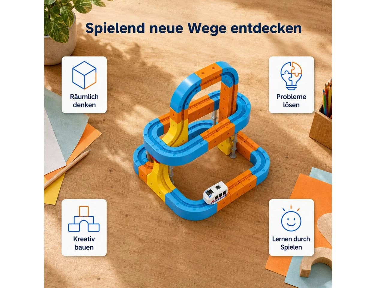 Luckice Magnetspielbausteine 80-tlg. mit motorisiertem Fahrzeug für 3D-Rennen - Bild 5