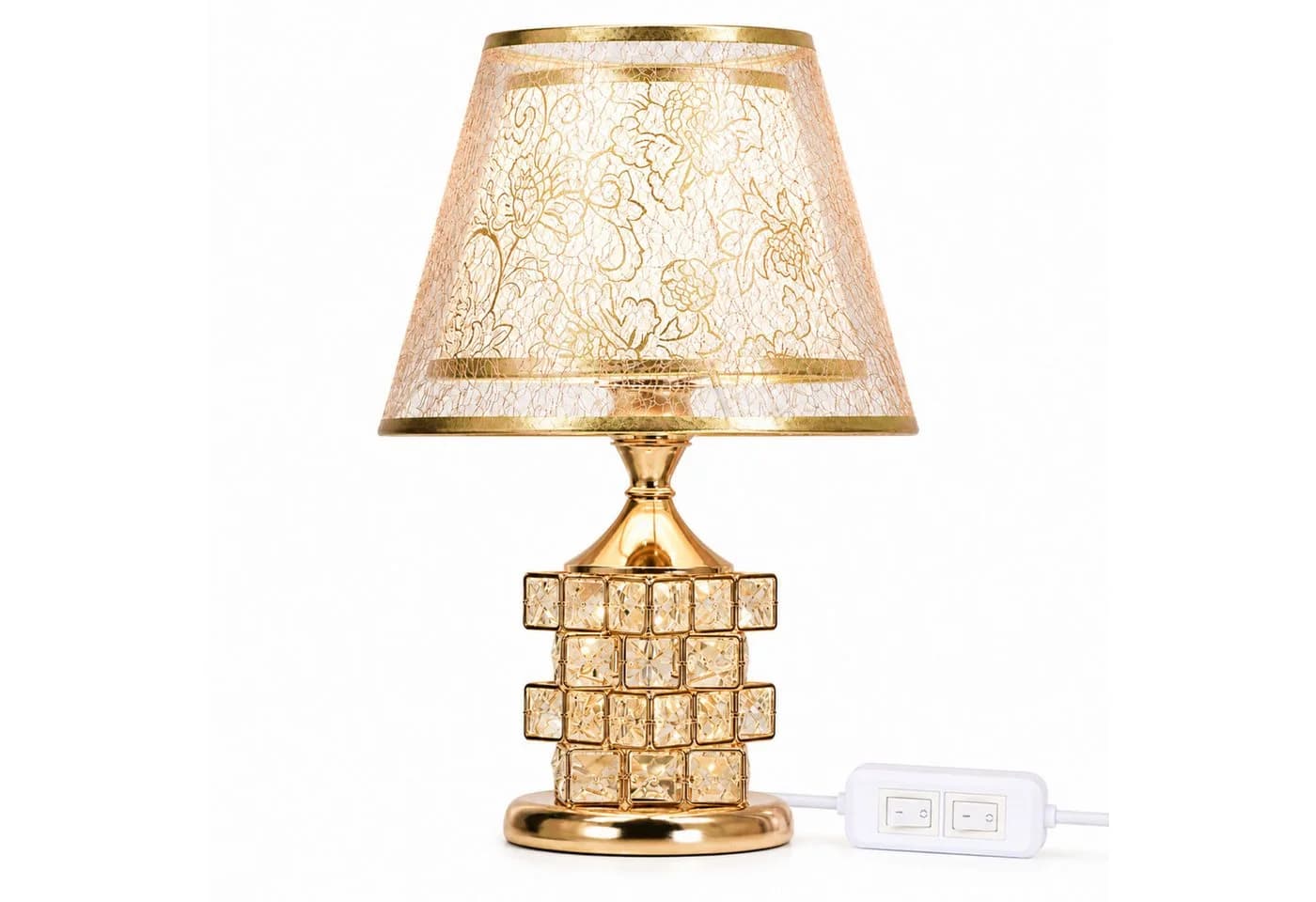 Fyrove LED Nachttischlampe Kristall Gold E27 inkl. 5W LED - Bild 2