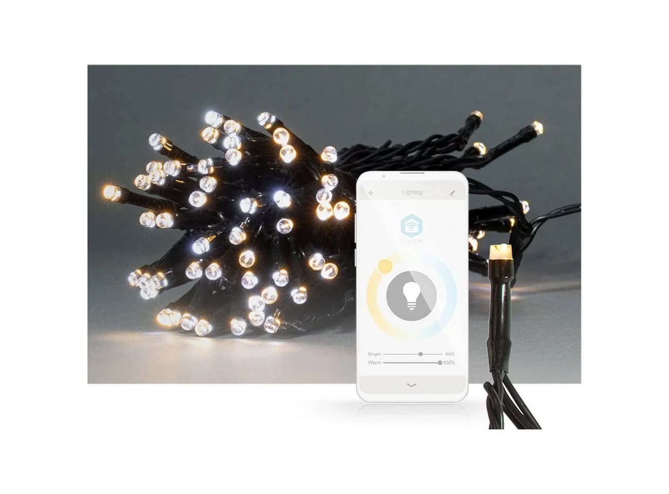 Nedis LED-Lichterkette SmartLife 5m WLAN IP65 Schwarz/Weiß