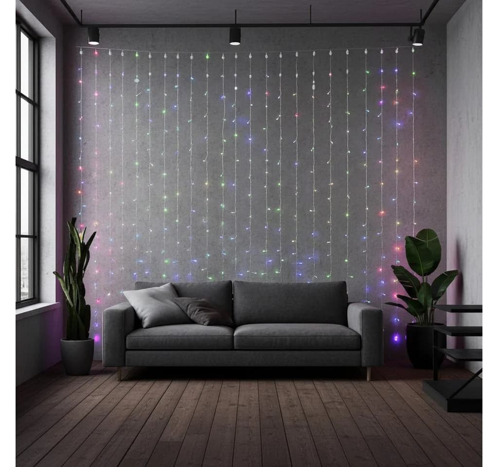 Nedis Smart-WLAN Vorhang-Lichterkette 180 RGB-LEDs IP65 Schwarz