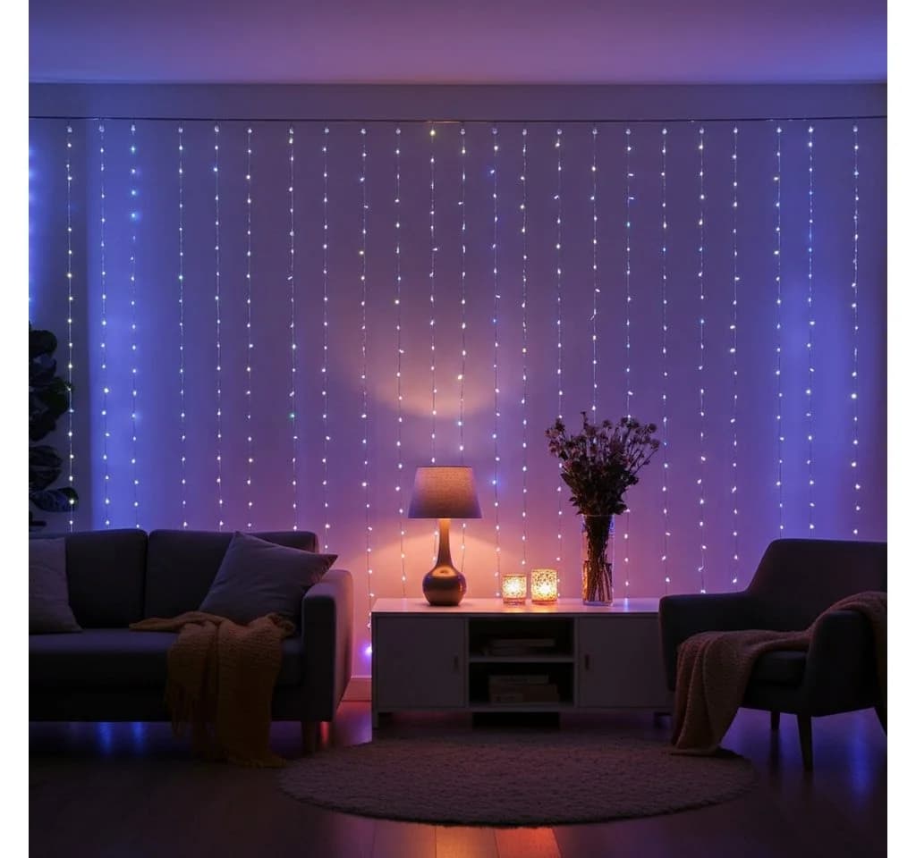 Nedis Smart-WLAN Vorhang-Lichterkette 180 RGB-LEDs IP65 Schwarz - Bild 2