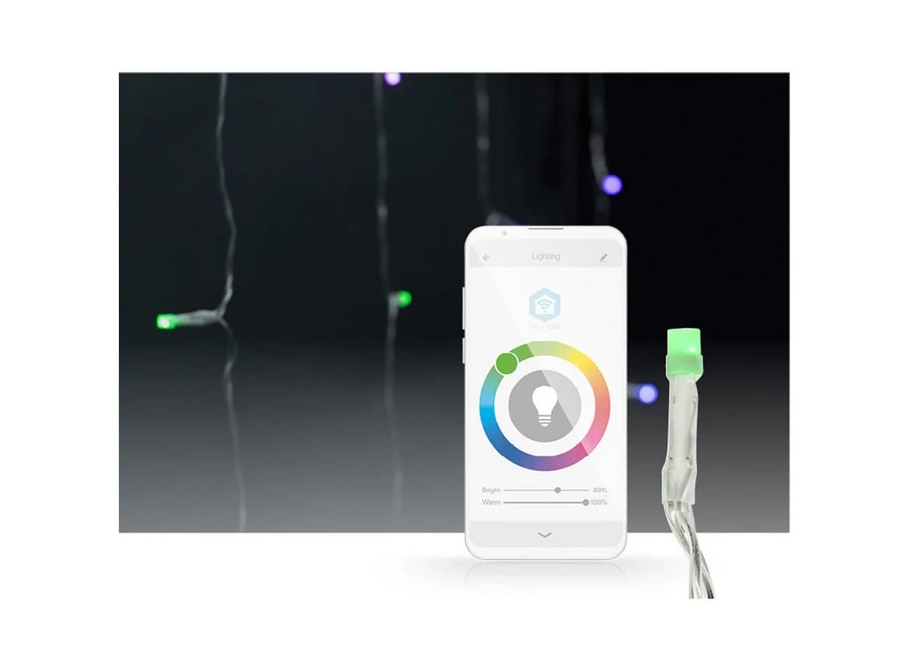 Nedis Smart-WLAN Vorhang-Lichterkette 180 RGB-LEDs IP65 Schwarz - Bild 3