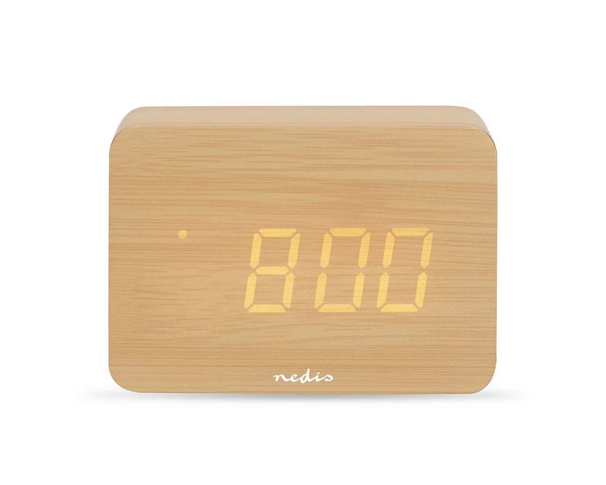 Nedis Digitalwecker CLDK2008BN Beige Holz LED-Anzeige - Bild 2