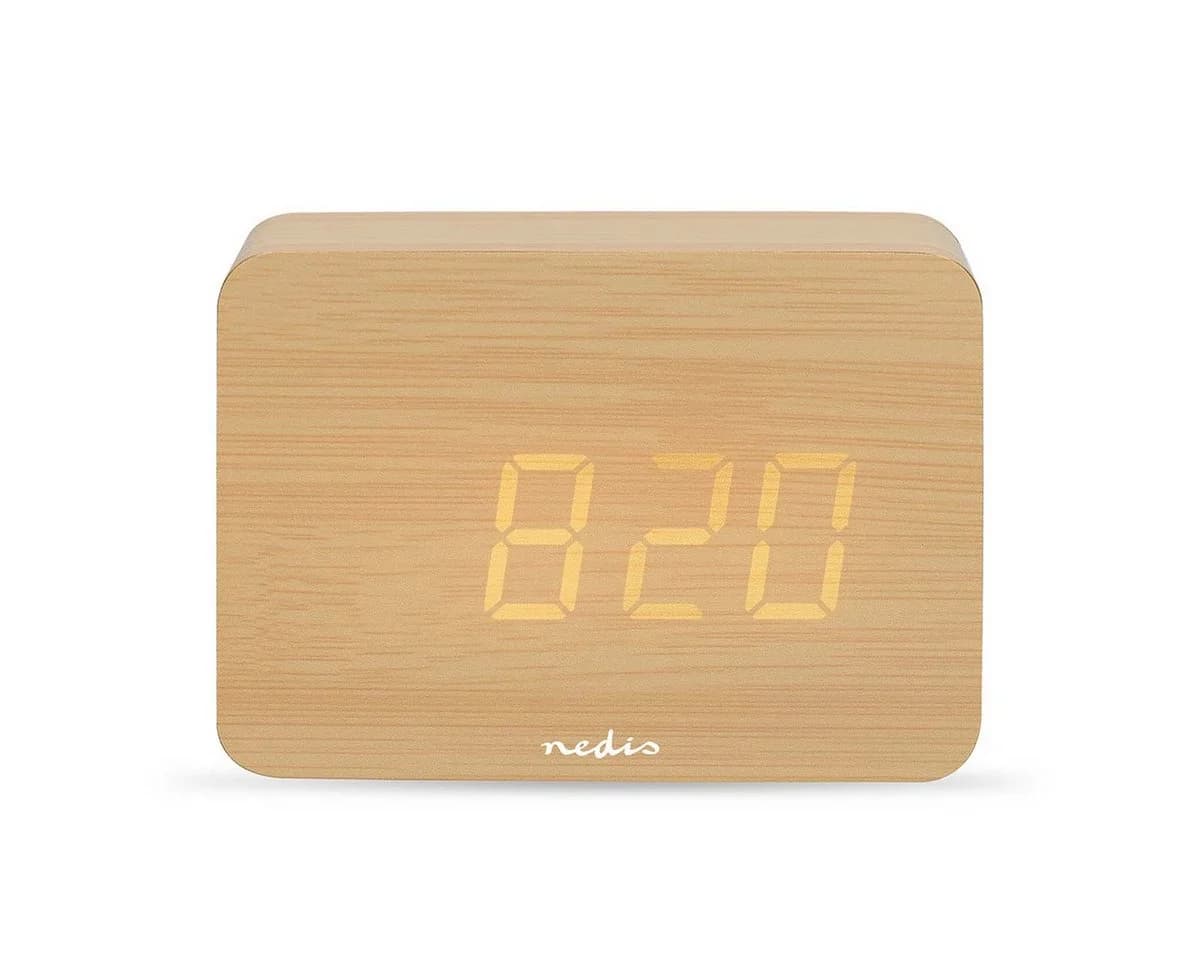 Nedis Digitalwecker CLDK2008BN Beige Holz LED-Anzeige - Bild 3