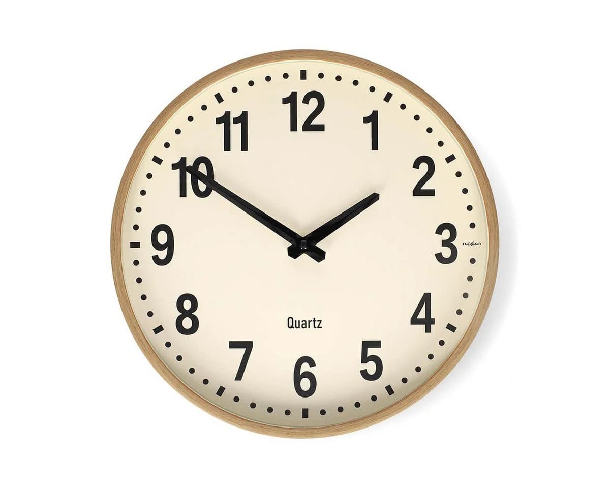 Nedis Wanduhr CLWA2226WD Quarzwerk Holzdesign Beige - Bild 2