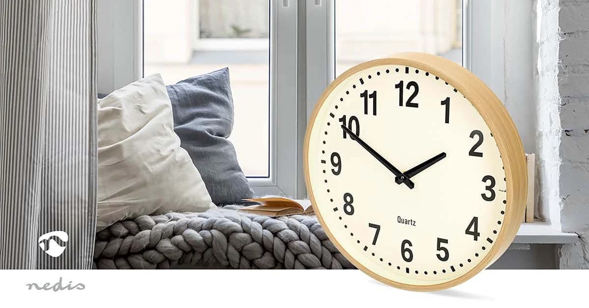 Nedis Wanduhr CLWA2226WD Quarzwerk Holzdesign Beige - Bild 3