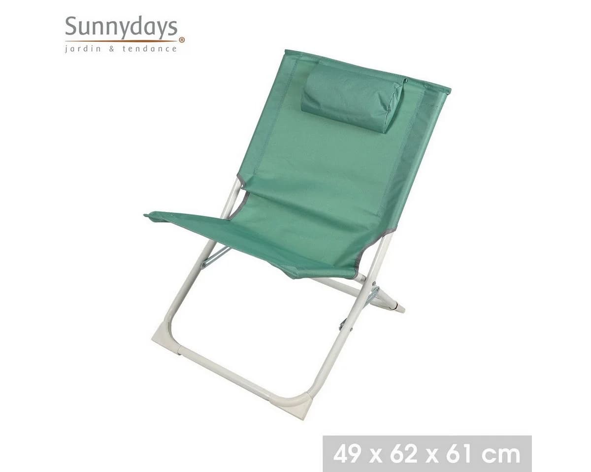 Sunnydays Campingstuhl klappbar mit Kissen, grün/weiß