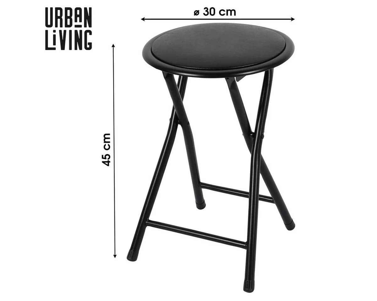 Urban Living Klapphocker Schwarz Faltbar 100kg Belastbar - Bild 2