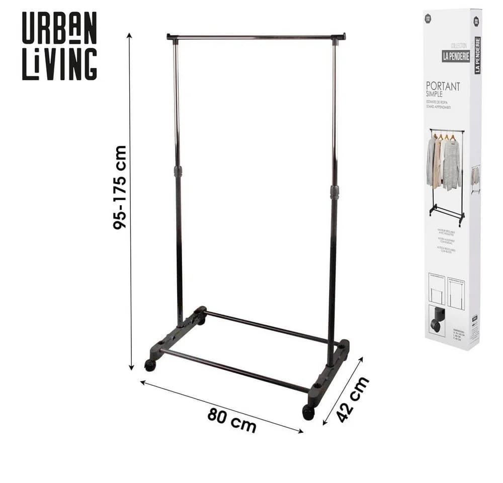 Urban Living Kleiderständer höhenverstellbar Schwarz-Silber mit Rollen