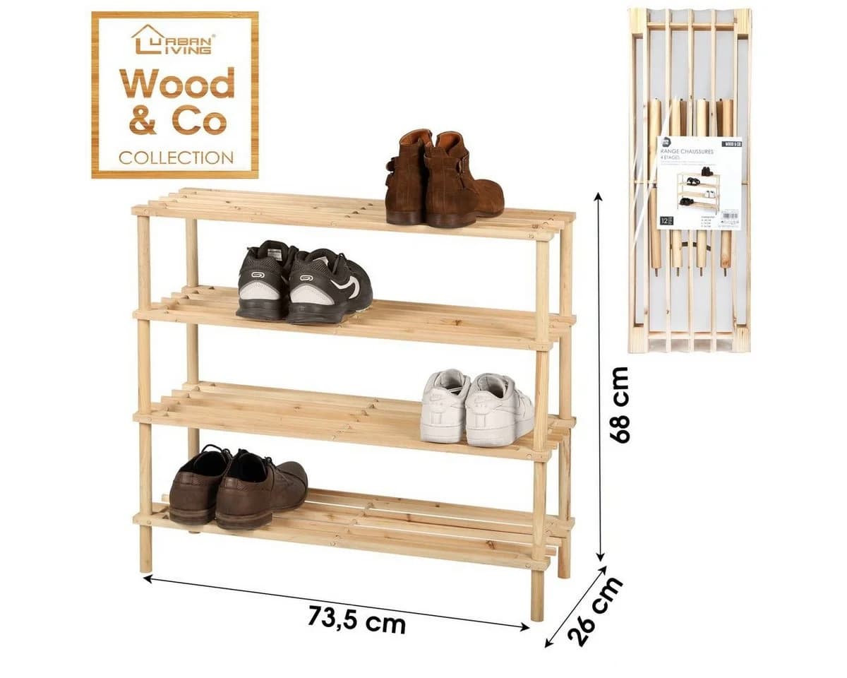 Urban Living Schuhregal 4-Etagen Holz
