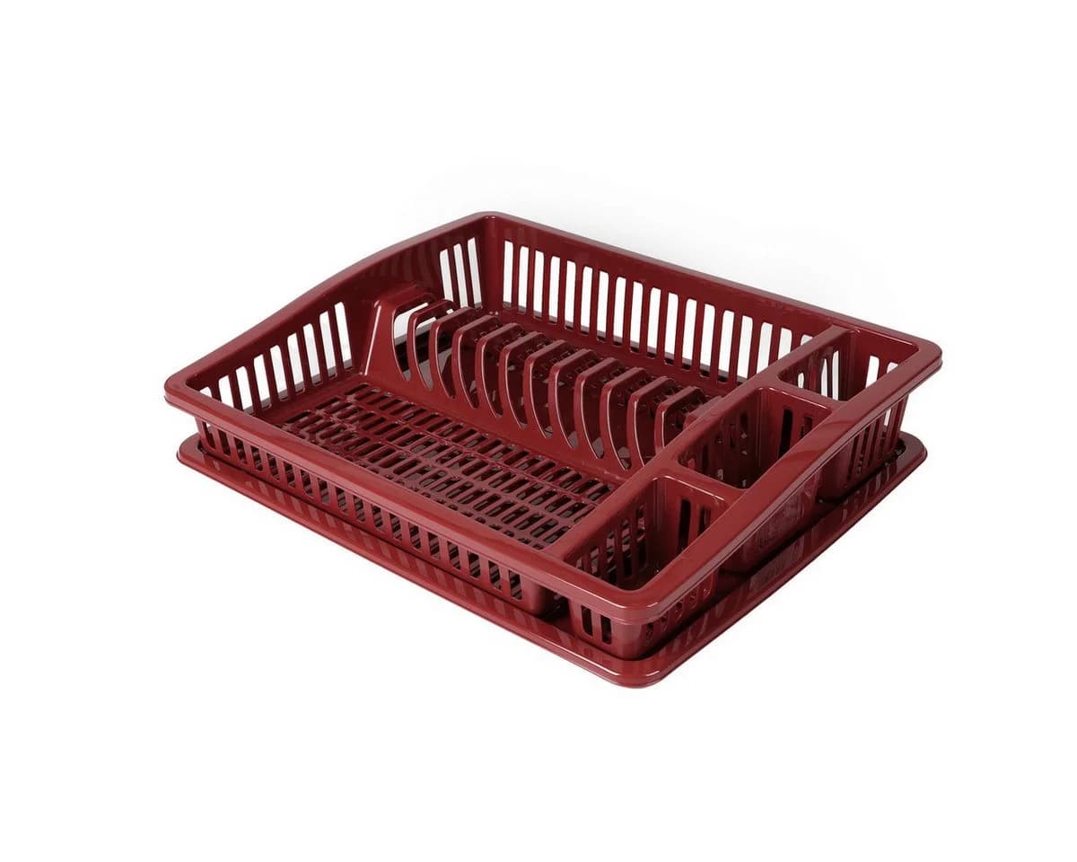 Urban Living Geschirrablage mit Abtropfschale und Besteckfächern Rot - Bild 2