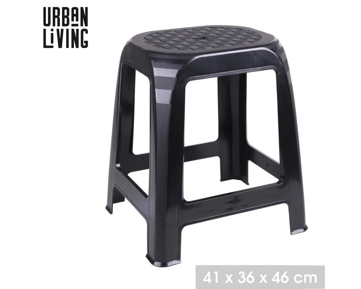 Urban Living Sitzhocker Schwarz Kunststoff Rattanoptik