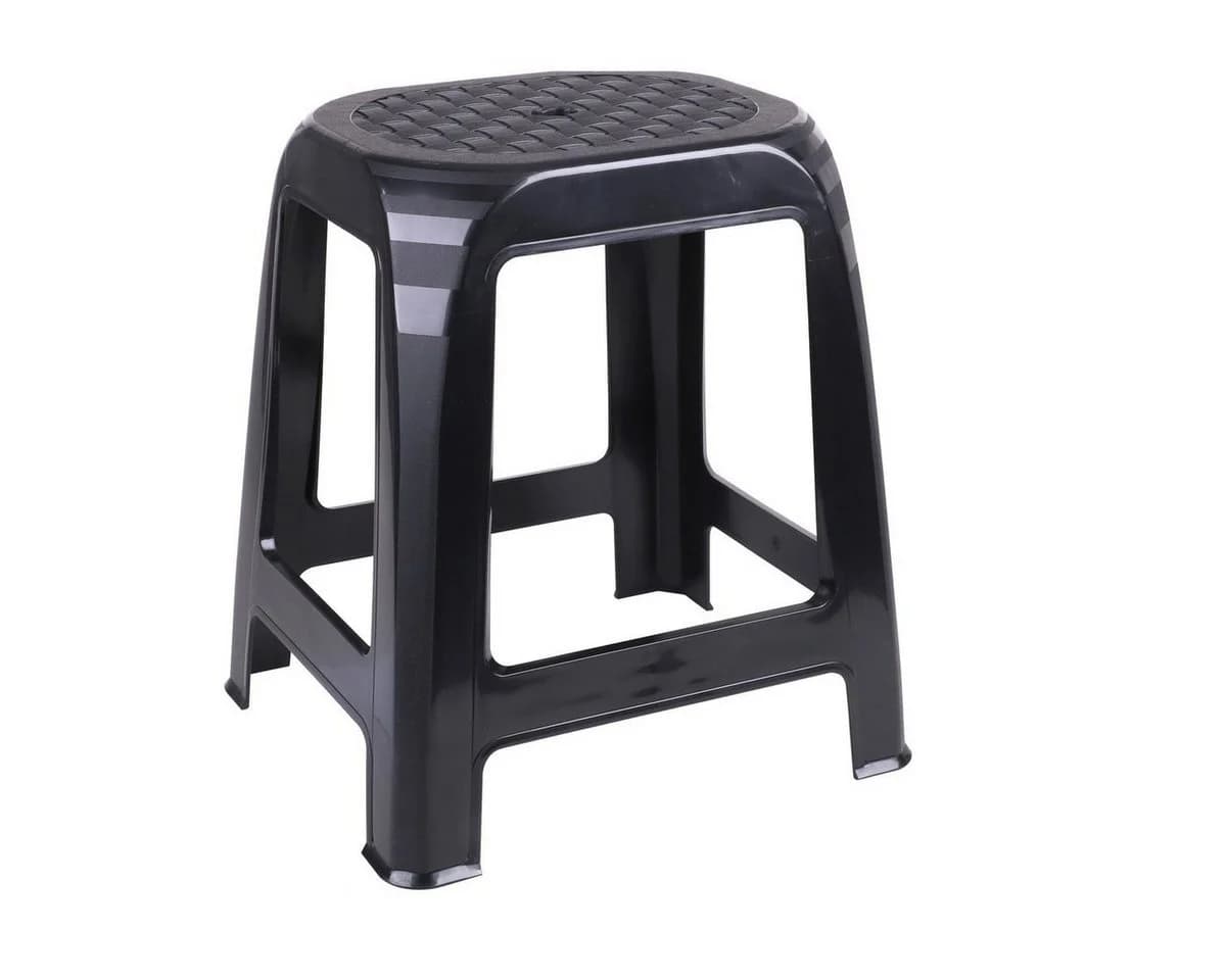 Urban Living Sitzhocker Schwarz Kunststoff Rattanoptik - Bild 2