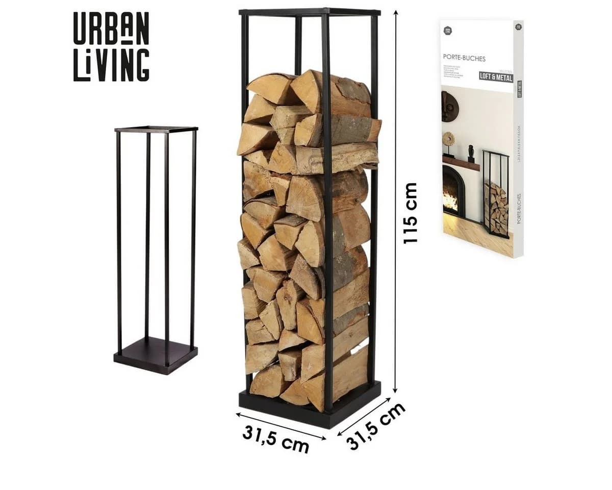 Urban Living Kaminholzregal Schwarz Metall