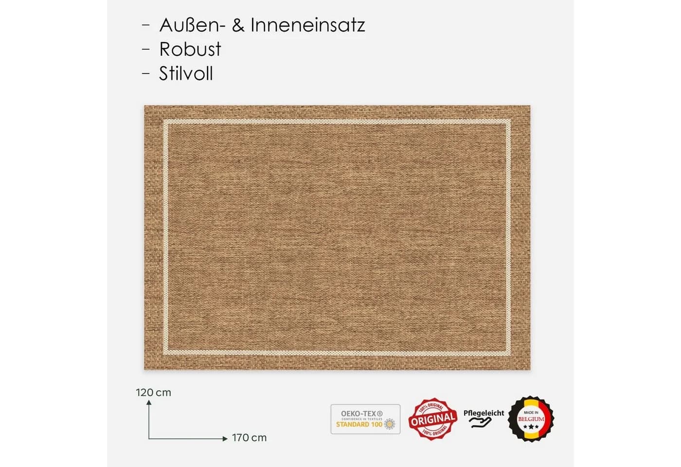 DomDeco Outdoorteppich UMAR Braun Wetterfest & UV-beständig