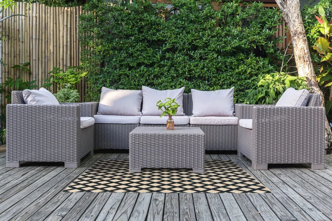 DomDeco Outdoorteppich UMAR Beige-Schwarz Rechteckig - Bild 4