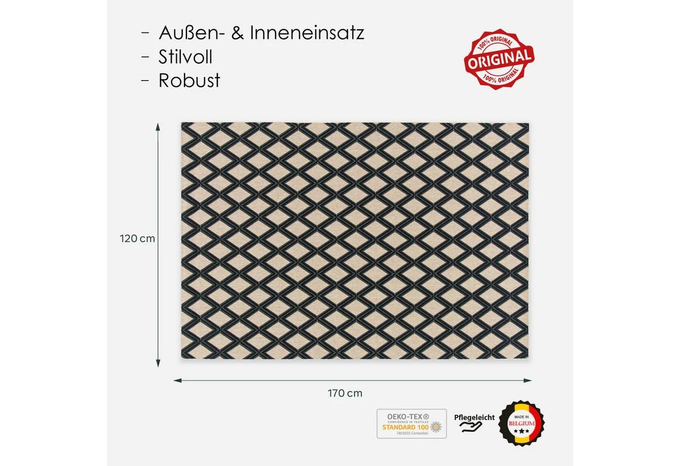 DomDeco Outdoorteppich UMAR Beige-Schwarz Rechteckig - Bild 5
