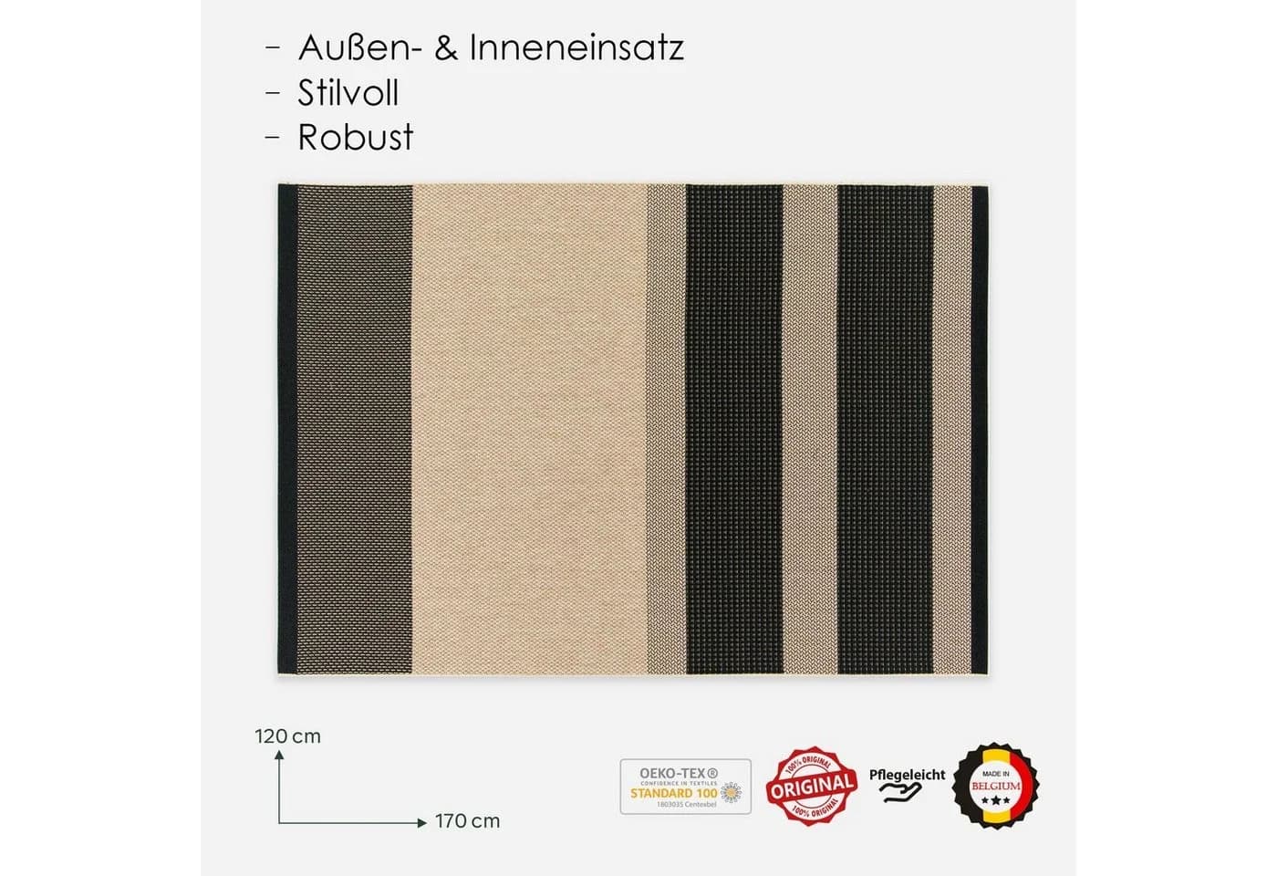 DomDeco UMAR Teppich Schwarz-Beige Flachgewebe In- & Outdoor - Bild 5