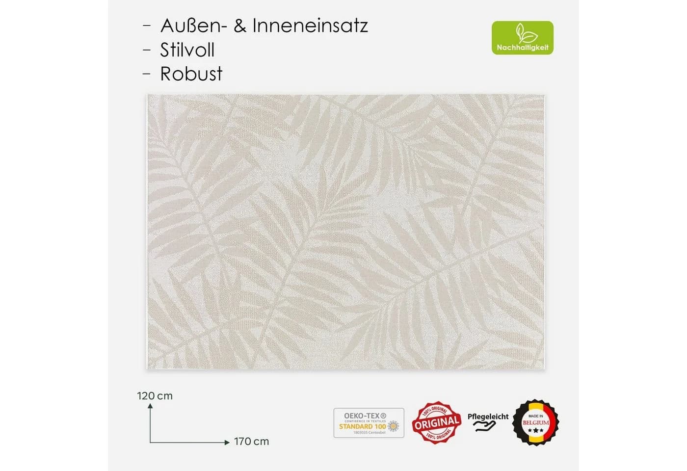 DomDeco Outdoorteppich JORIS 160x230 cm Creme-Beige - Bild 3