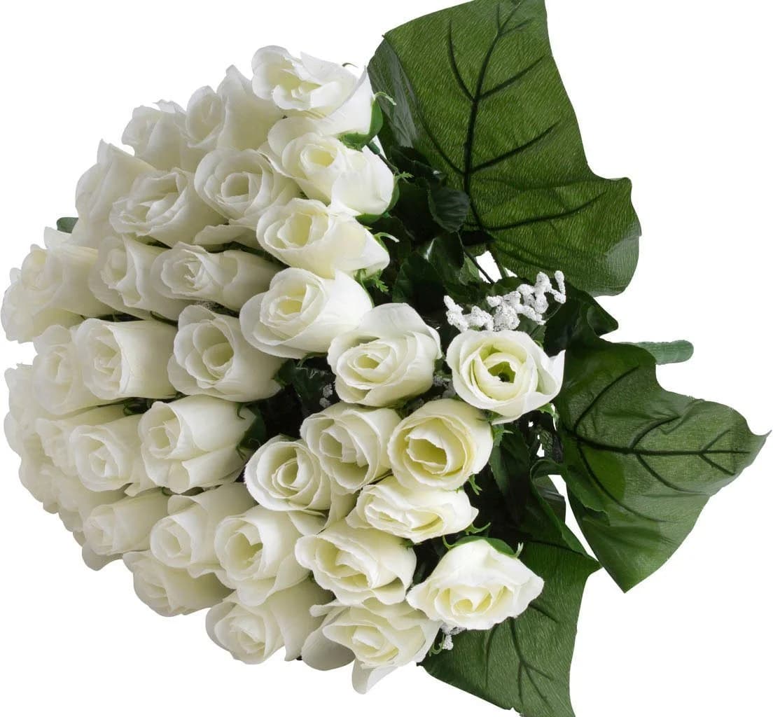 Botanic-Haus Kunstblumen-Rosenstrauß 36-tlg. Creme/Weiß - Bild 2