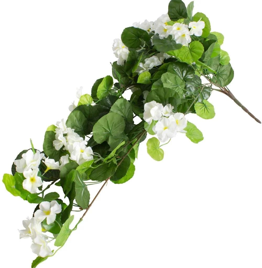 BOTANIC-HAUS Geranienhängebusch 10 Stiele Creme/Weiß Kunststoff
