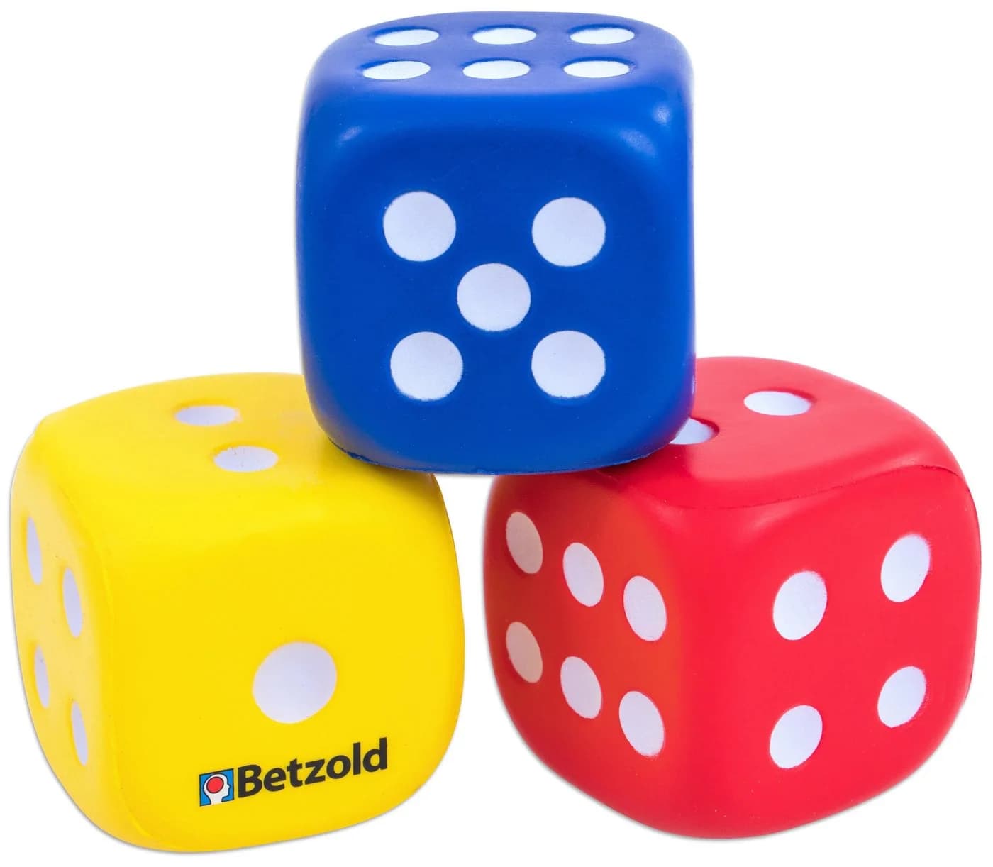 Betzold Lernspielzeug Augenwürfel 3 Stück Schaumstoff rot blau gelb - Bild 2