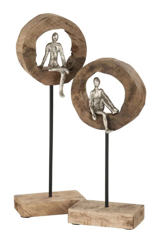 MF Dekoobjekt Reflexio Skulptur Mangoholz Aluminium silber - Bild 4