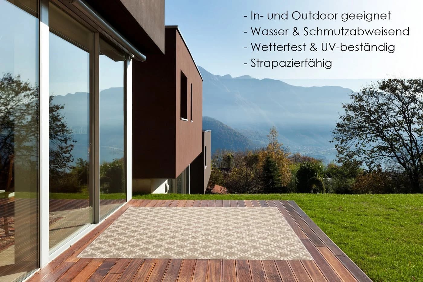 DomDeco Outdoorteppich UMAR Creme-Beige Wetterfest & UV-beständig