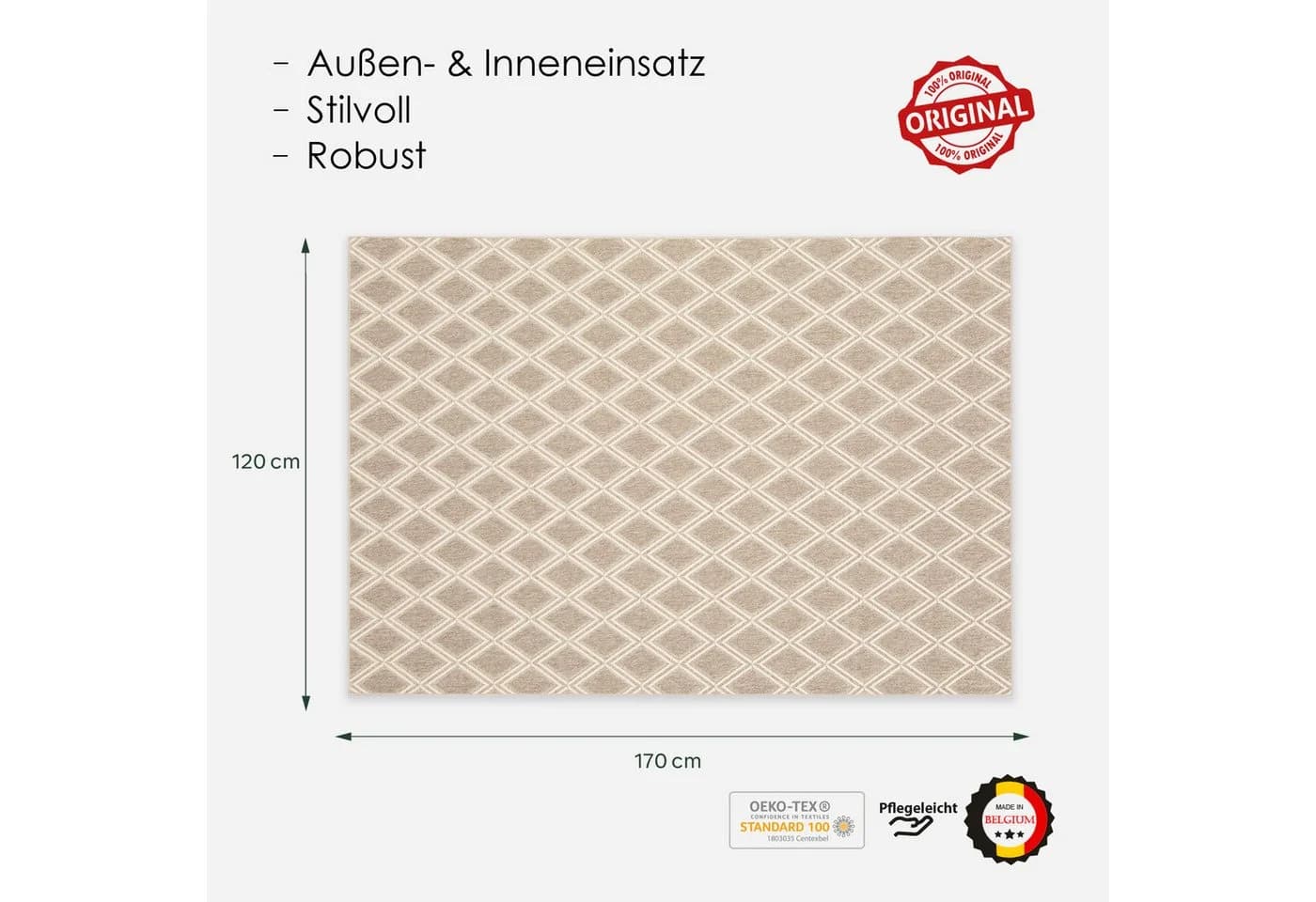 DomDeco Outdoorteppich UMAR Creme-Beige Wetterfest & UV-beständig - Bild 5