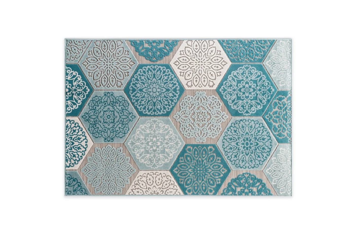 DomDeco Teppich Classic Hexagon Tiles M Blau In- und Outdoor - Bild 2