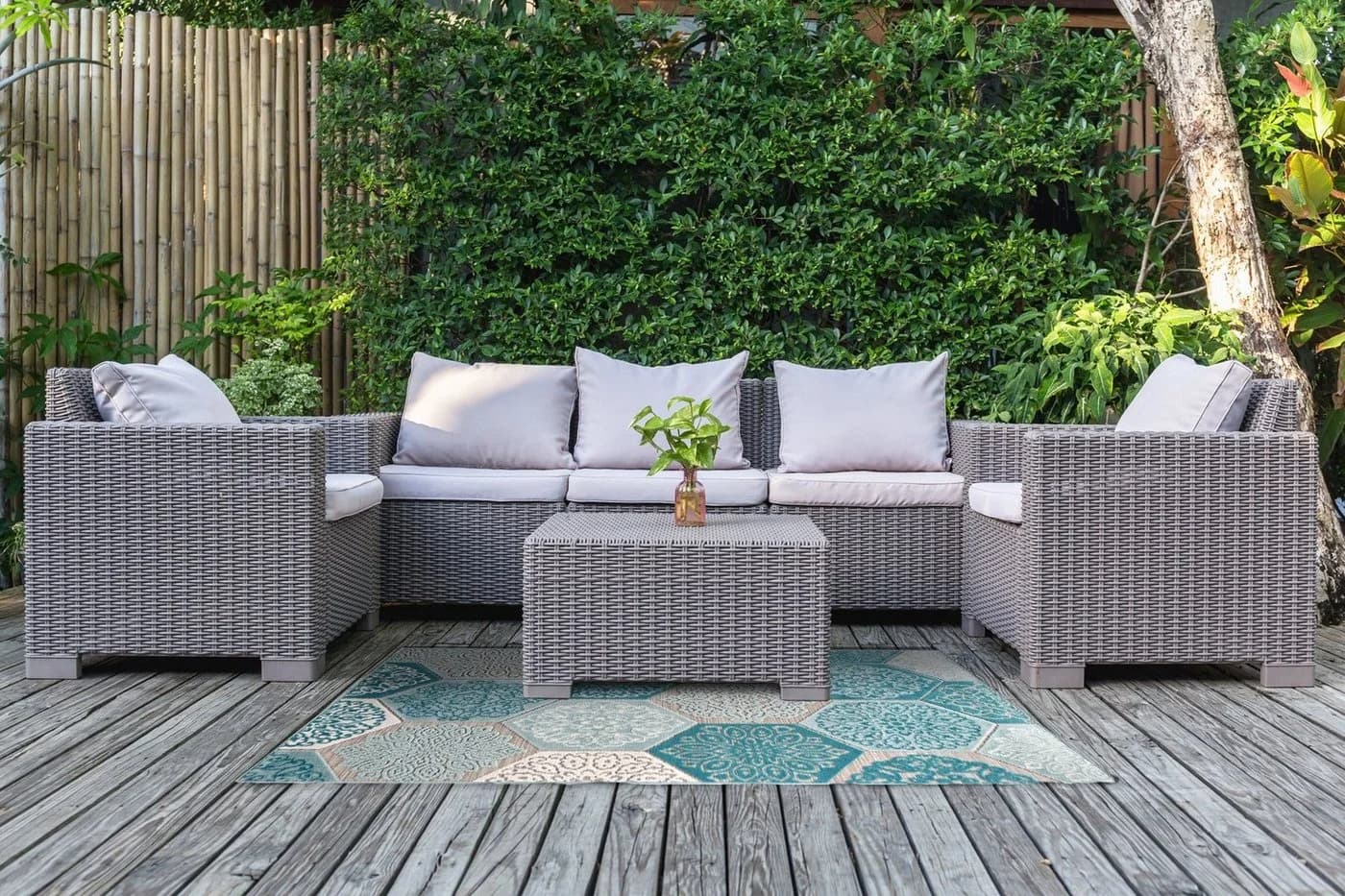 DomDeco Teppich Classic Hexagon Tiles M Blau In- und Outdoor - Bild 5