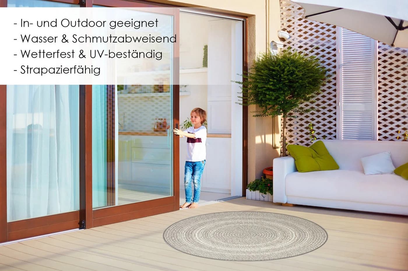 DomDeco Teppich Roundabout Rund Taupe In- & Outdoor - Bild 3