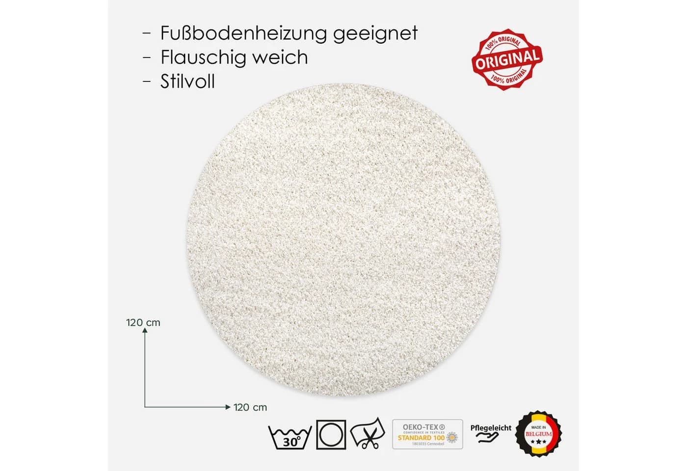 DomDeco Waschbarer Kurzflorteppich Weiß - Bild 3