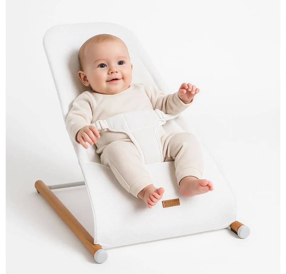 CHILDHOME Babywippe aus Buche & Stahl Weiß 3D Mesh - Bild 2