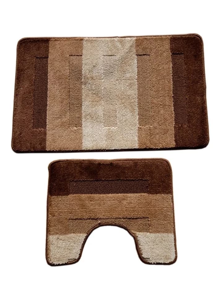 oKu-Tex Badematzen-Set Brize 2-teilig Braun Beige Gestreift