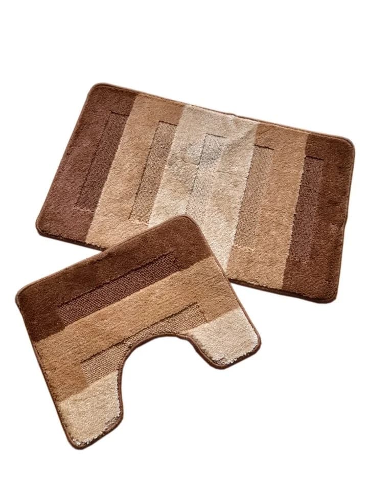 oKu-Tex Badematzen-Set Brize 2-teilig Braun Beige Gestreift - Bild 2