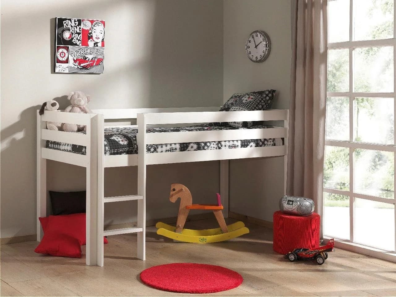 Vipack Hochbett Pino Weiß Kiefer Massivholz