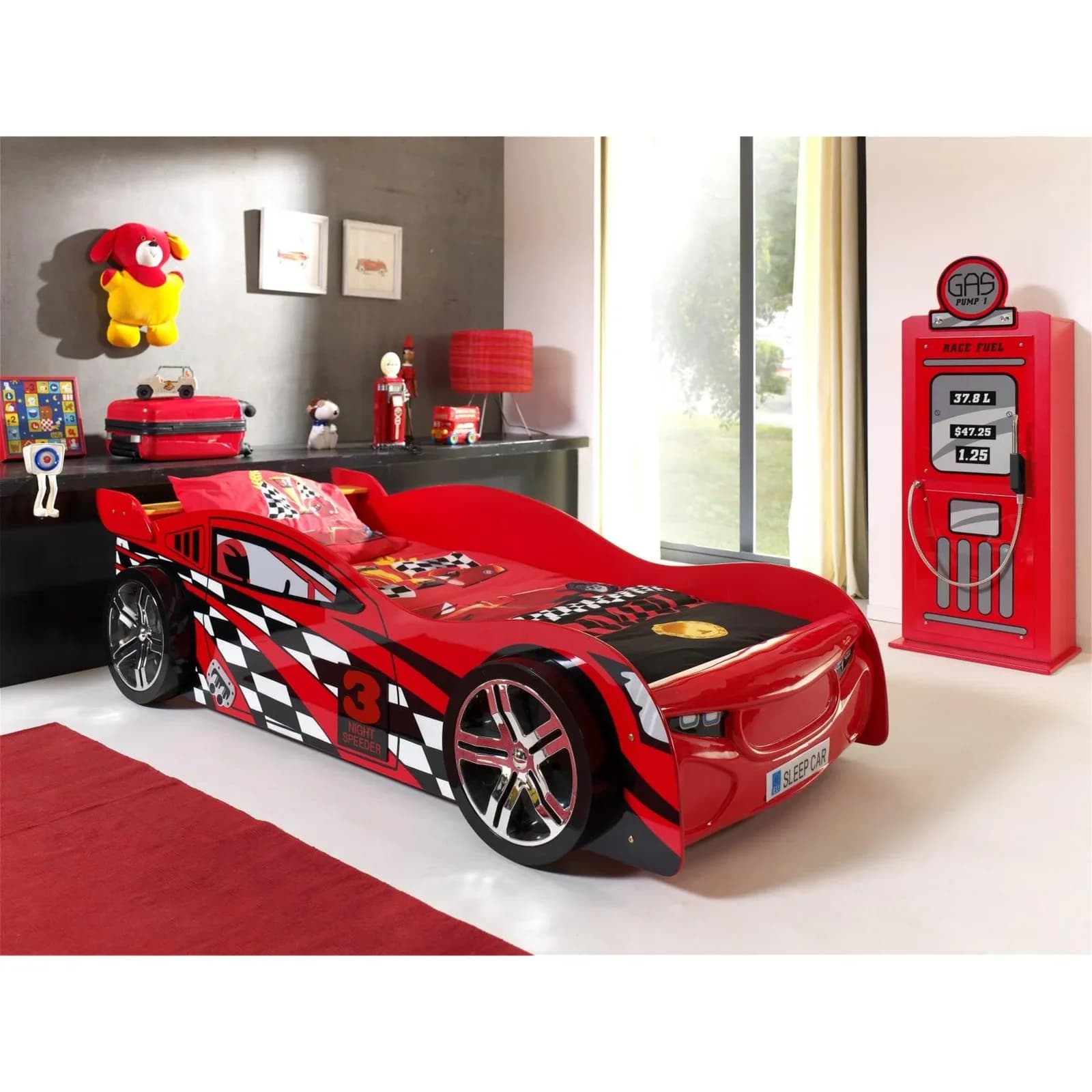 VIPACK Kinderbett Night Speeder Rot Rennwagen
