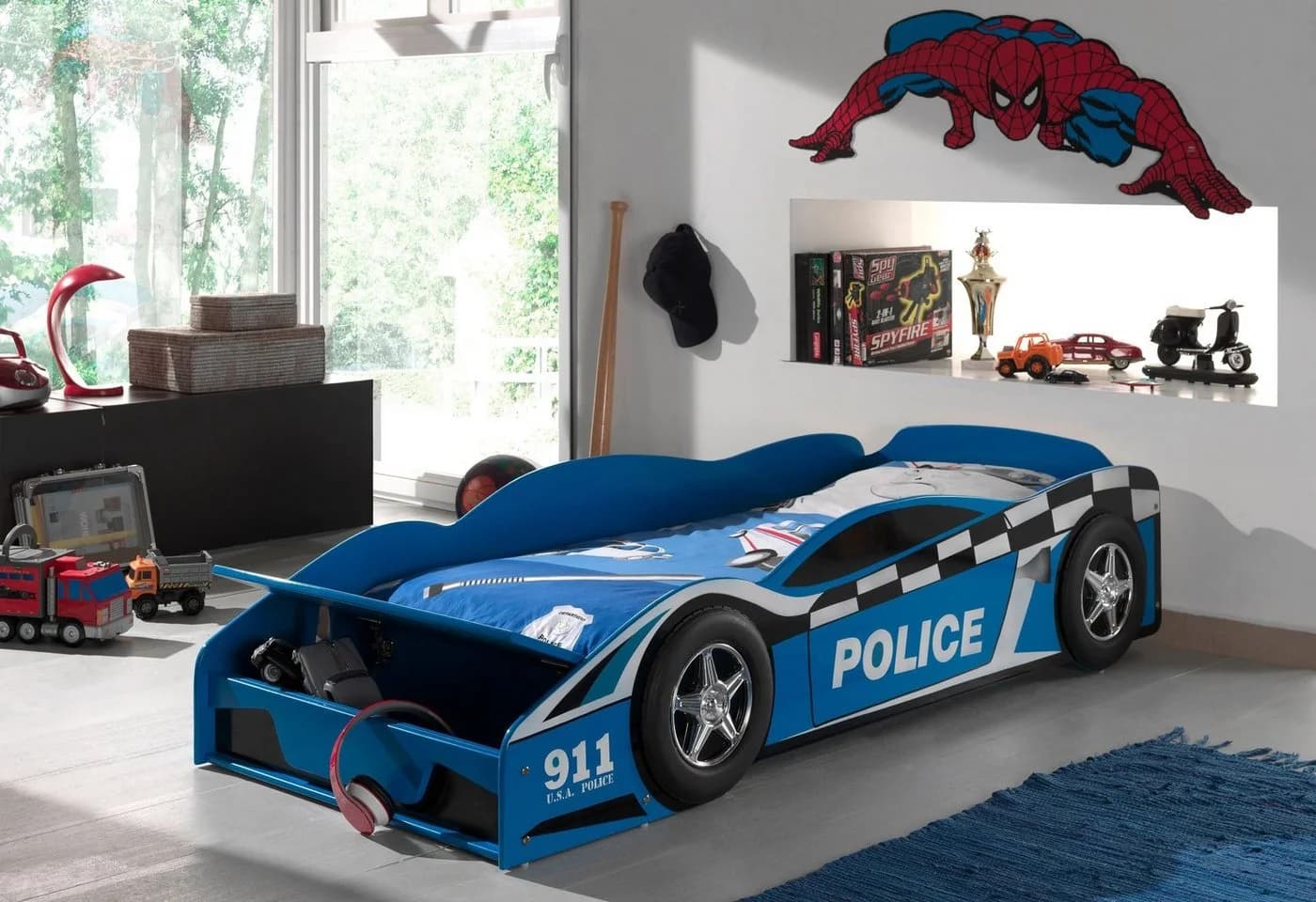 Vipack Autobett Police Blau mit Stauraum und Lattenrost - Bild 2