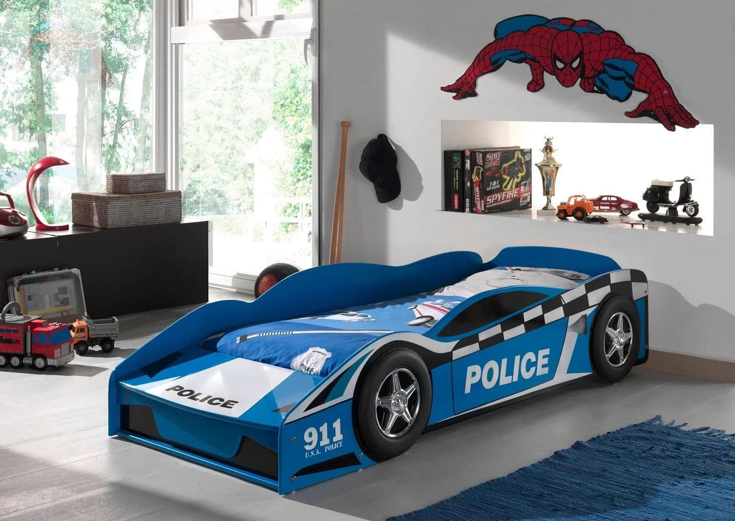 Vipack Autobett Police Blau mit Stauraum und Lattenrost - Bild 4