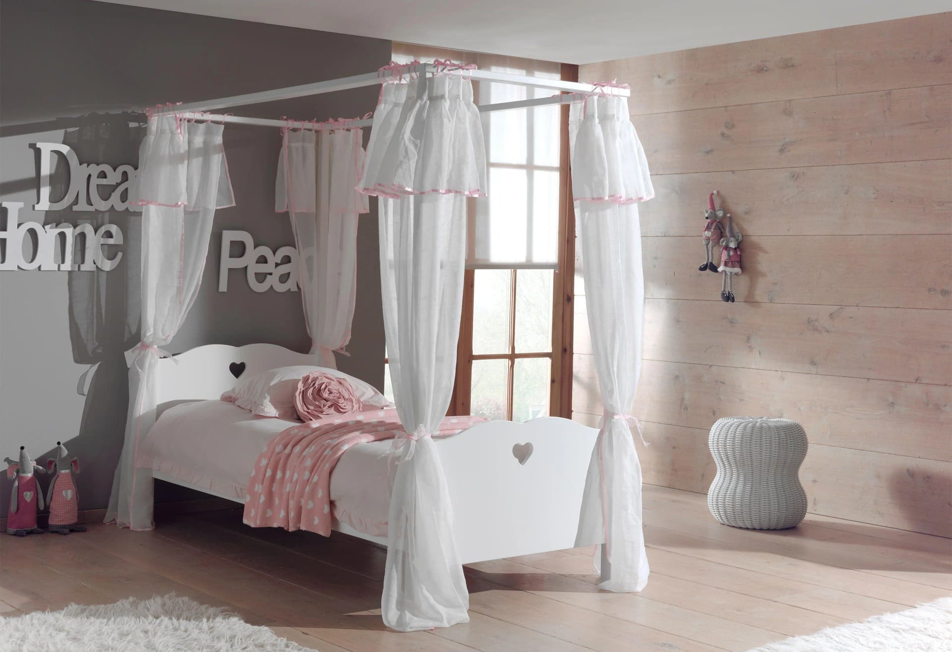 VIPACK Himmelbett Amori Weiß mit Himmelgestänge - Bild 2