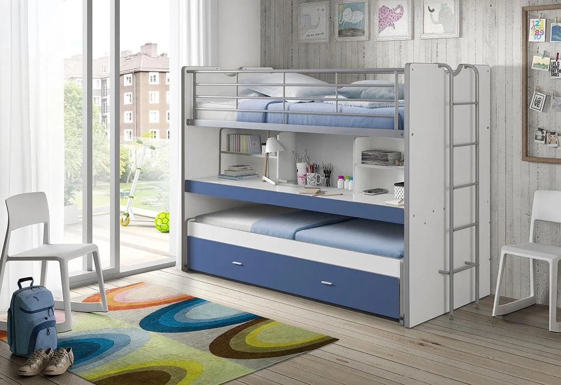 VIPACK Hochbett Bonny mit 3 Schlafgelegenheiten und Schreibtisch