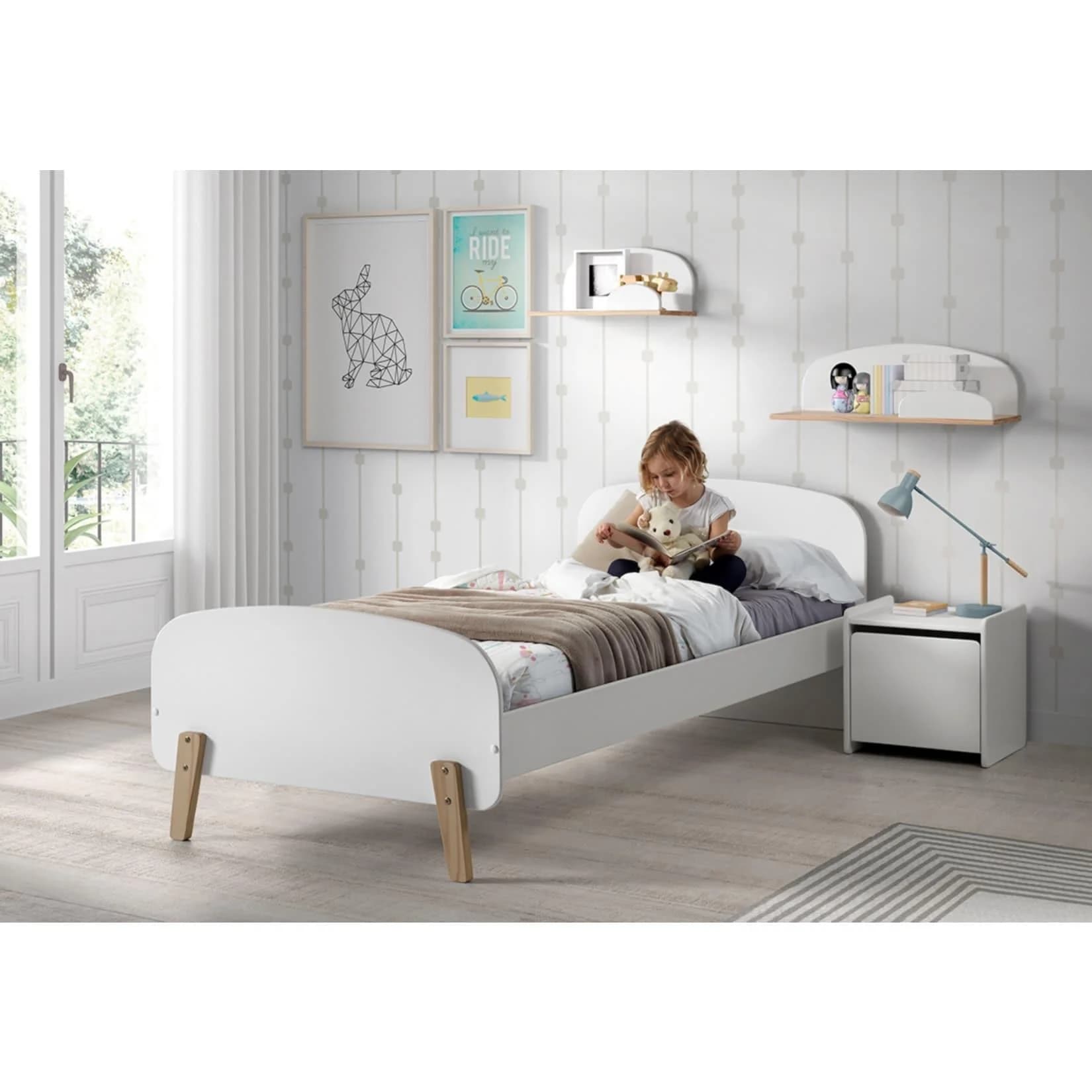 VIPACK Kinderbett Kiddy Weiß mit Lattenrost