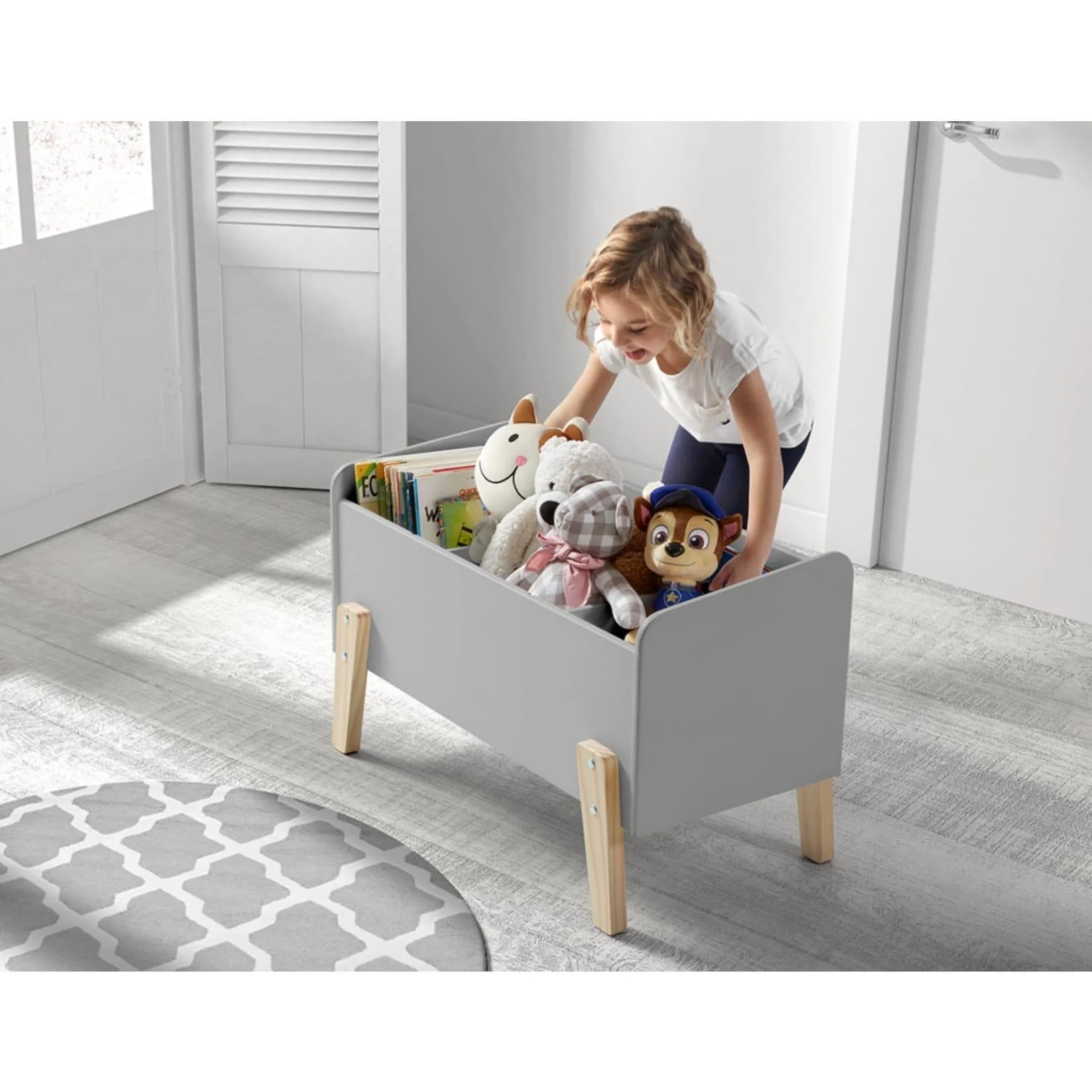 Vipack Spielzeugtruhe Kiddy 3 Fächer Hellgrau MDF